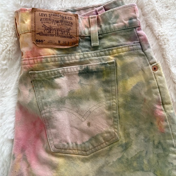 Levi's Women's Tie-Dye Straight Leg Jeans - Pink, Green, Yellow - Picture 8 of 10